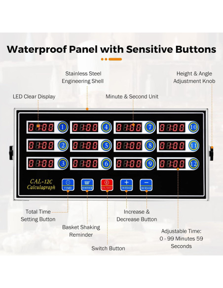 Temporizador Digital de Cocina BEAMNOVA 12 Canales Acero Inoxidable