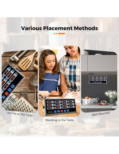 Temporizador Digital de Cocina BEAMNOVA 12 Canales Acero Inoxidable