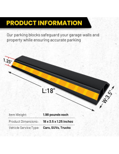 Tope de Estacionamiento HOXWELL 2 Pcs 45x17 cm Alta Visibilidad 2