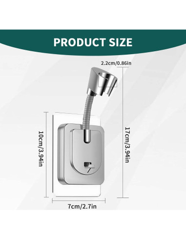 Soporte de Cabezal de Ducha Ajustable 360 Jigspsyzh Cromado