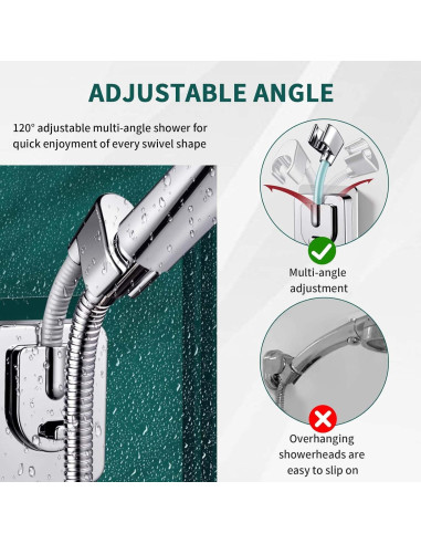 Soporte de Cabezal de Ducha Ajustable 360 Jigspsyzh Cromado