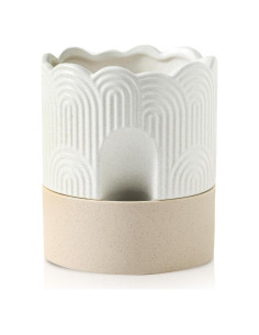 Maceta Autorriego Nihow 15 cm Cerámica Beige y Natural