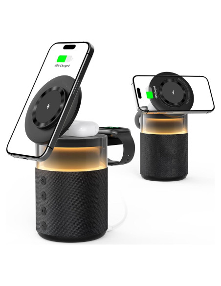 Estación de Carga Inalámbrica 5-en-1 BlKE Max con Altavoz y Luz Estación de Carga Inalámbrica 5-en-1 BlKE Max con Altavoz y Luz