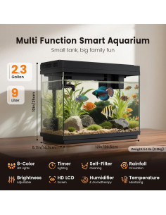 Acuario Inteligente Fishkeeper FK119 2.3L con Luz RGB y Temporizador 2