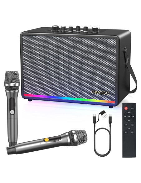 Altavoz Bluetooth EAMOGO 70W Portátil con 2 Micrófonos UHF