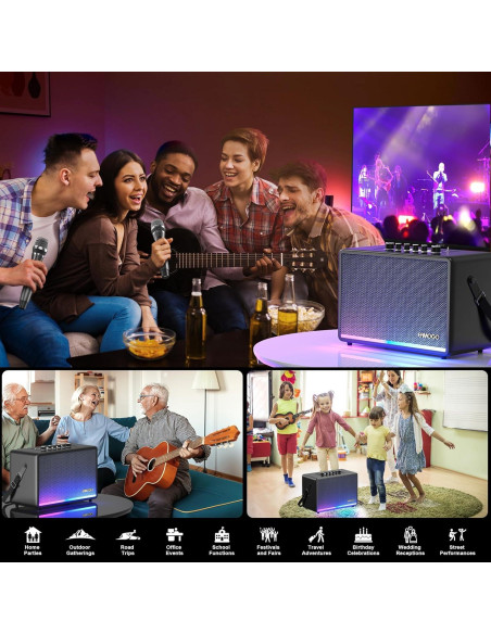 Altavoz Bluetooth EAMOGO 70W Portátil con 2 Micrófonos UHF