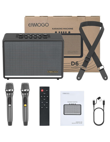 Altavoz Bluetooth EAMOGO 70W Portátil con 2 Micrófonos UHF