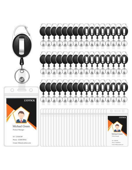 100 Portacarnets Retráctiles y Sujetadores de Identificación LYDTICK
