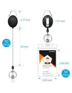 100 Portacarnets Retráctiles y Sujetadores de Identificación LYDTICK 2