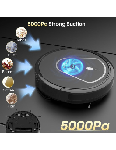 Robot Aspirador 3 en 1 Bagotte A21 con Succión 5000Pa