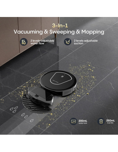 Robot Aspirador 3 en 1 Bagotte A21 con Succión 5000Pa