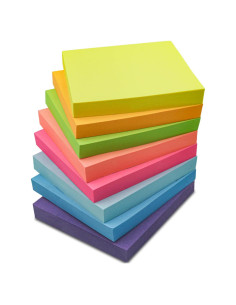 Notas Adhesivas 3x3 Realzeva - Paquete de 8 Colores Vibrantes