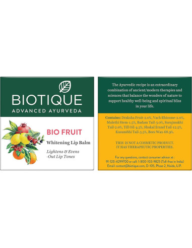Bálsamo Labial Biotique Bio Fruit 12g - Aclarante Frutal