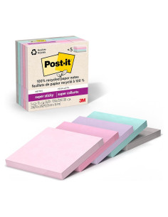 Notas Adhesivas Super Pegajosas Post-it 100% Recicladas 3x3"
