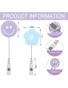 Ruedas de Insignia Retráctiles Whaline 8 Piezas Flor y Sonrisa 2