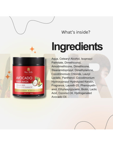 Mascarilla Capilar de Aguacate Rose Molly 250ml Acondicionamiento Profundo