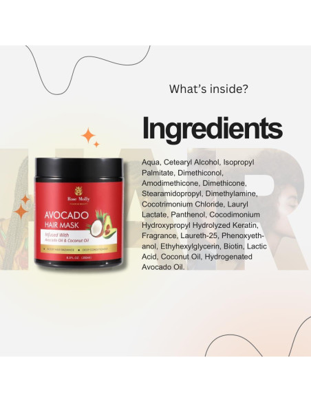 Mascarilla Capilar de Aguacate Rose Molly 250ml Acondicionamiento Profundo