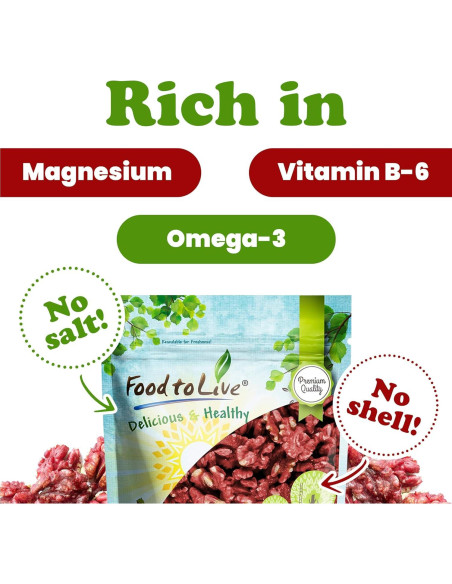 Nueces Rojas Crudas Food to Live 226g Sin Cáscara Kosher