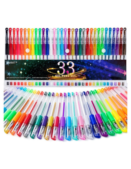 Set de 33 Bolígrafos de Gel TANMIT Multicolor Punta Fina