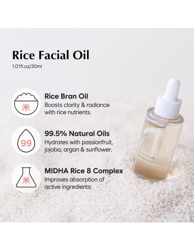 Aceite Facial Hidratante Midha 30ml - Arroz Natural 99.5%