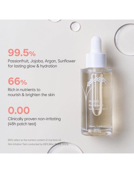 Aceite Facial Hidratante Midha 30ml - Arroz Natural 99.5%