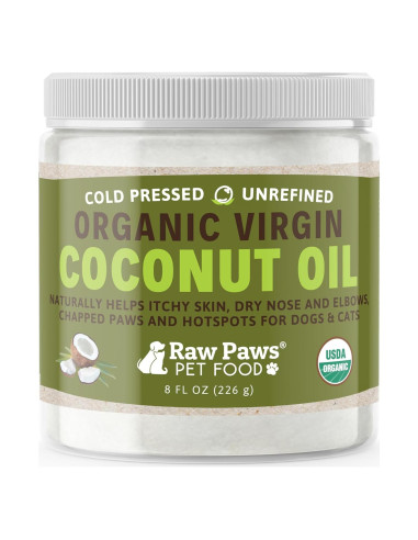 Aceite de Coco Orgánico Virgen Raw Paws 226 g para Mascotas