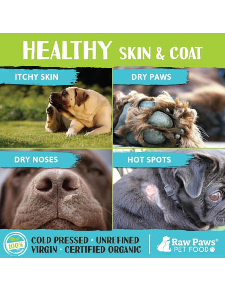 Aceite de Coco Orgánico Virgen Raw Paws 226 g para Mascotas