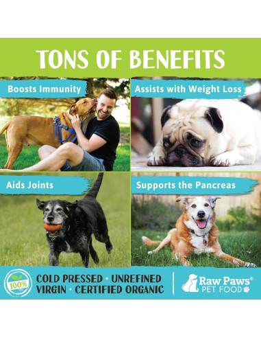 Aceite de Coco Orgánico Virgen Raw Paws 226 g para Mascotas