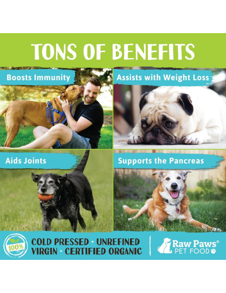 Aceite de Coco Orgánico Virgen Raw Paws 226 g para Mascotas