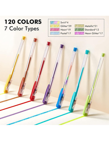 Conjunto de 120 Bolígrafos de Gel Shuttle Art - Colores Únicos