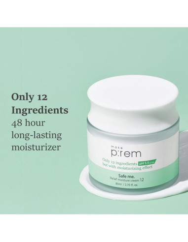 Crema Hidratante MAKE P:REM Safe Me 80ml - 48 Horas Hidratación