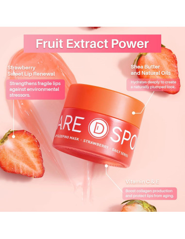 Mascarilla Labial de Noche Fresa SPODARE - 12.42 ml Hidratante