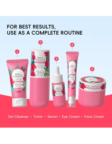 Conjunto de Cuidado de la Piel BeauBase Rosa Mosqueta 5 Piezas