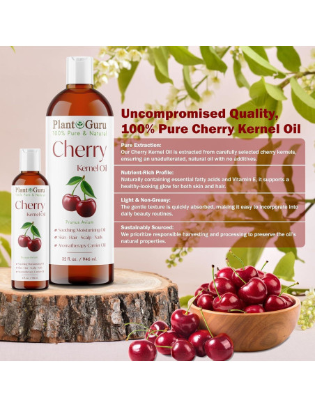 Aceite de Hueso de Cereza 946 ml Prensado en Frío 100% Puro