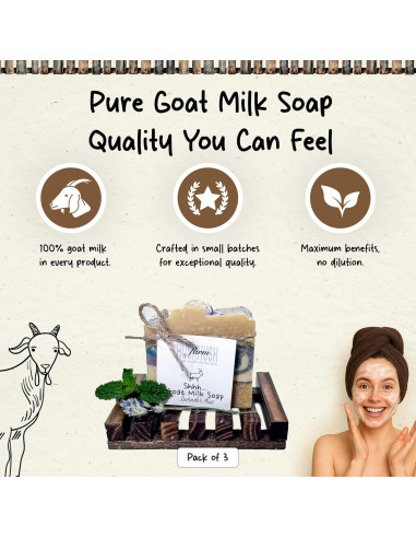 Jabón de Leche de Cabra HushHush Farm - Lavanda y Menta 3 Pzas