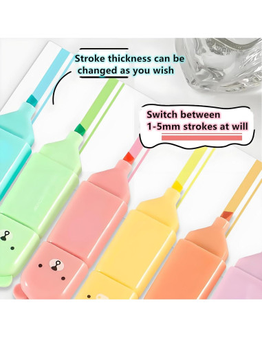 Set de 6 Mini Marcadores Fluorescentes HOMEBEARJ Oso Kawaii