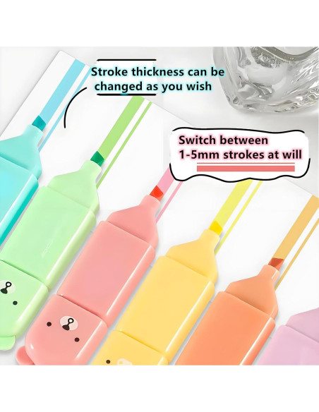 Set de 6 Mini Marcadores Fluorescentes HOMEBEARJ Oso Kawaii