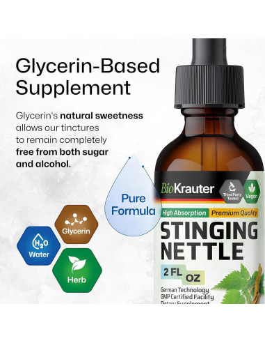 Tintura de Ortiga BioKrauter 60 ml - Suplemento Vegano Urinario