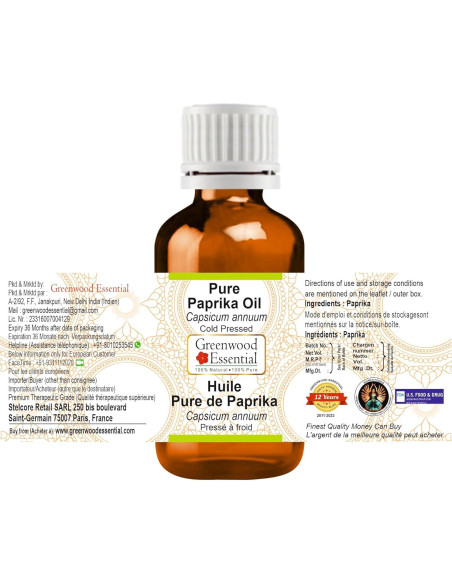 Aceite Esencial de Pimiento Paprika Puro Greenwood 10ml
