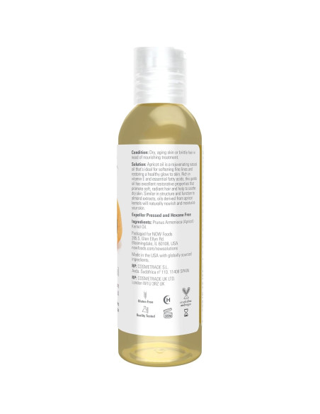 Aceite de Hueso de Albaricoque NOW 113g - Hidratante Piel y Cabello