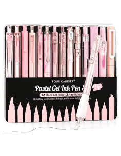 Conjunto de Bolígrafos de Gel Cuatro Caramelos 14 Piezas Rosa