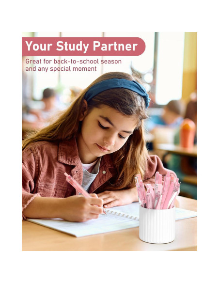 Conjunto de Bolígrafos de Gel Cuatro Caramelos 14 Piezas Rosa