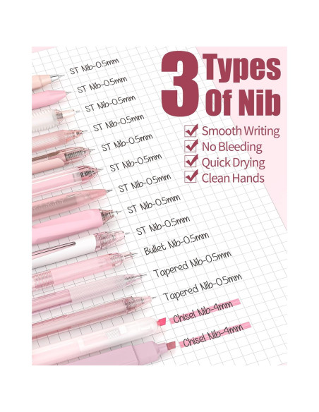 Conjunto de Bolígrafos de Gel Cuatro Caramelos 14 Piezas Rosa