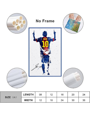 Póster Messi SUKORI 30x45cm Lienzo Sin Marco Decorativo