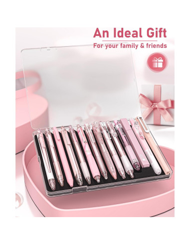 Conjunto de Bolígrafos de Gel Cuatro Caramelos 14 Piezas Rosa