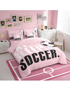 Conjunto de Edredón Feelyou Fútbol 7 Piezas Completo Rosa 2