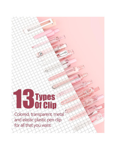 Conjunto de Bolígrafos de Gel Cuatro Caramelos 14 Piezas Rosa