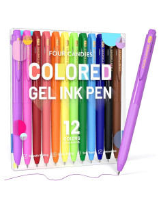 Juego de 12 bolígrafos de gel Four Candies, 0.7mm, multicolor