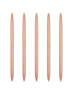 Juego de 5 bolígrafos metálicos Wikult Oro Rosa 1.0mm tinta negra