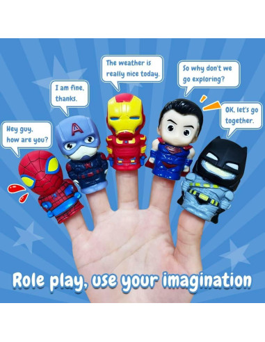 Set de 5 títeres de dedo de superhéroes Joyday - Juguetes educativos